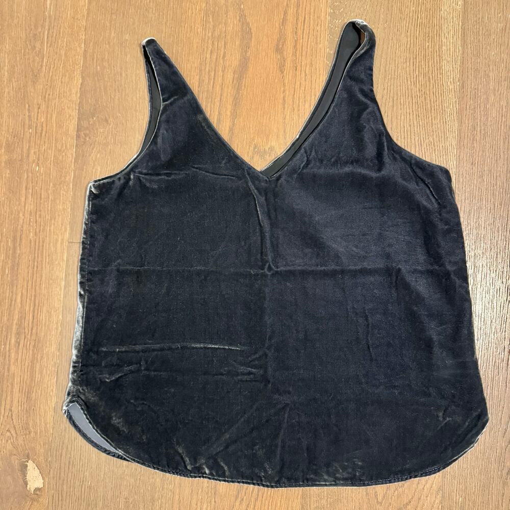 Loft Velvet Dark Gray V-neck Tank Top Size Medium Holiday Party Going Out